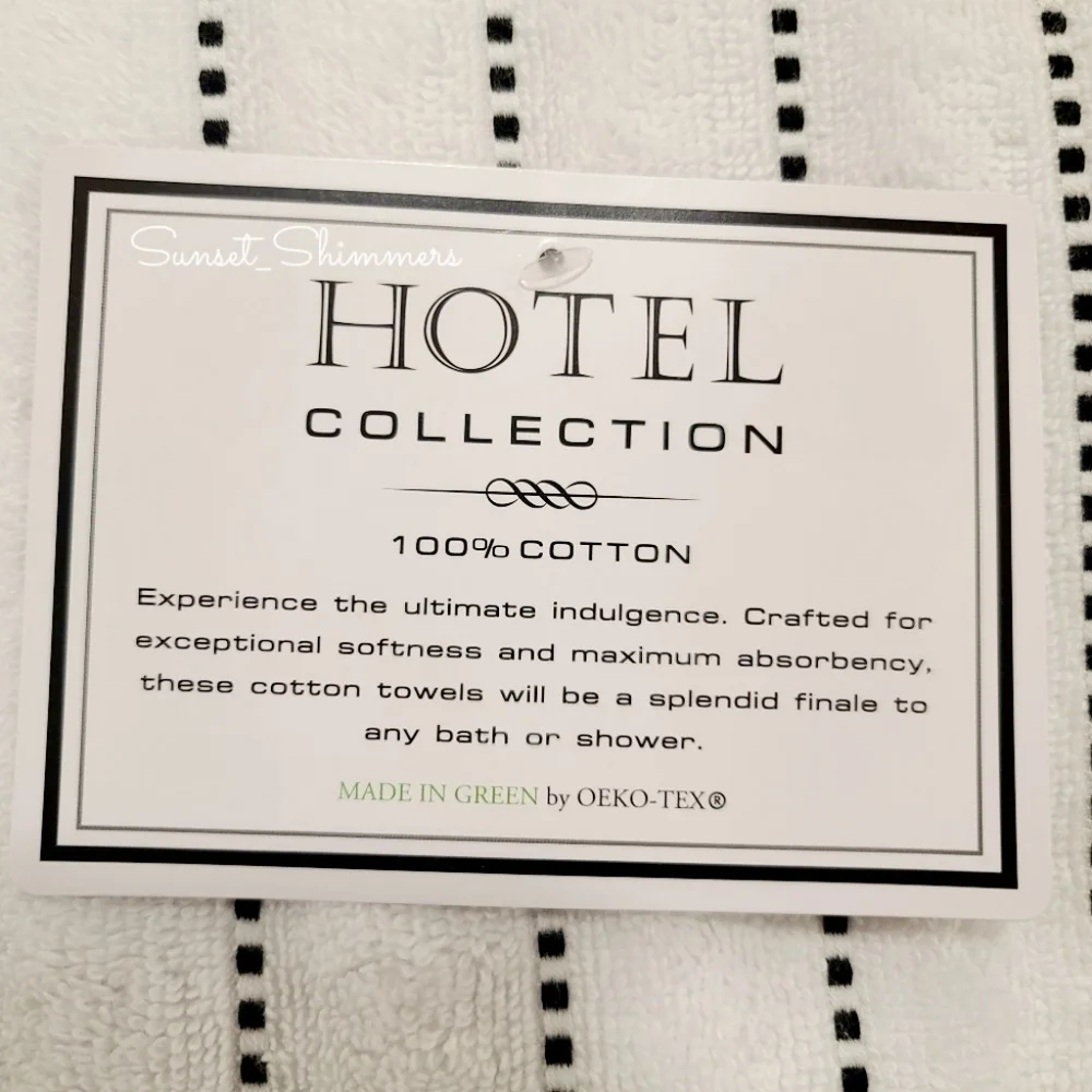 8pc Hotel Collection Bath Hand Washcloth White Black Dot Pinstripe TOWEL Set New